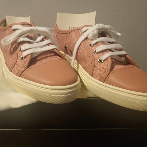 Gucci Monogram Women's Pink Lace-Up Sneakers - Picture 8 of 8